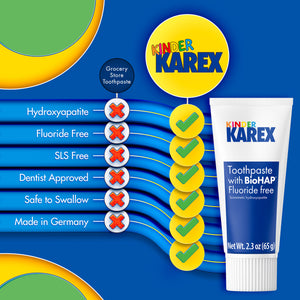 Kinder Karex Hydroxyapatite Kids Toddler Toothpaste I Fluoride Free I Clinically Tested I 2.3 oz